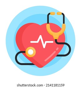 A flat round icon of heart checkup in editable design 

