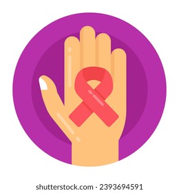 A flat round icon of medical ribbon, editable style vector of cancer awareness