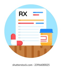 Flat round icon of prescription 