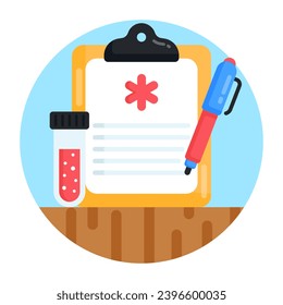 Flat round icon of prescription 