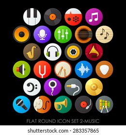 Flat round icon set 2-music
