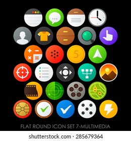 Flat Round Icon Set 9multimedia Stock Vector (Royalty Free) 285684254 ...