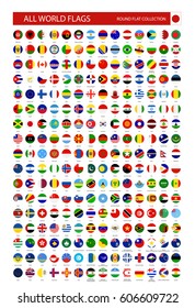 Flat Round Icons Of All World Flags. Ultimate Vector Collection.