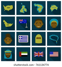 Flat Round Icons of All World Flags. Ultimate Vector Collection.