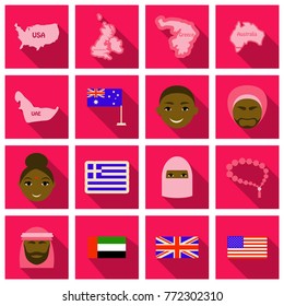 Flat Round Icons of All World Flags. Ultimate Vector Collection.