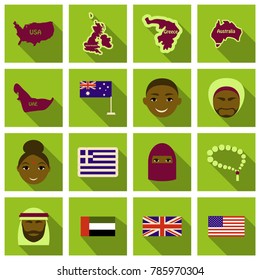 Flat Round Icons of All World Flags. Ultimate Vector Collection.