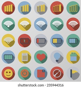 Flat round isolated colored web / mobile / seo / media icon vector set