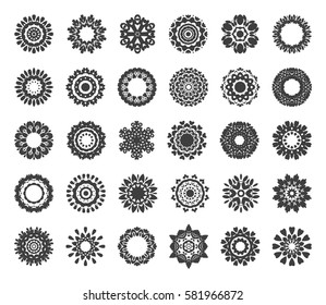 Flat Round Mandala Oriental Decoration Ornament. Abstract Decoration Element for use in graphic design. Silhouette. Background. Vector