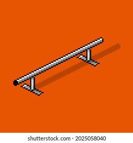 Flat Round Metal Steel Grind Slide Bar Skate Skateboarding Bike Sports 8bit Pixel Art