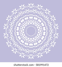 Flat Round Oriental Decoration Ornament. Abstract Background Element. Vector