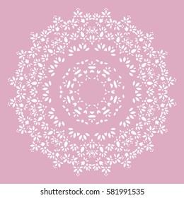 Flat Round Oriental Decoration Ornament. Abstract Background Element. Vector