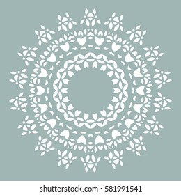 Flat Round Oriental Decoration Ornament. Abstract Background Element. Vector