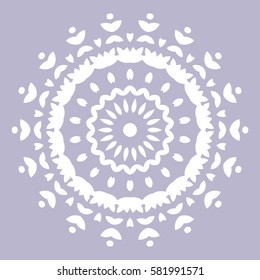 Flat Round Oriental Decoration Ornament. Abstract Background Element. Vector
