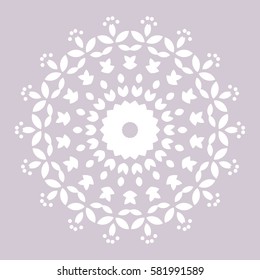 Flat Round Oriental Decoration Ornament. Abstract Background Element. Vector