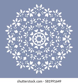 Flat Round Oriental Decoration Ornament. Abstract Background Element. Vector