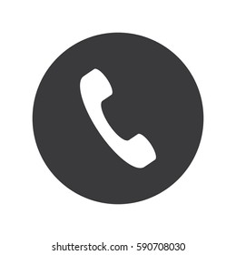 Flat round phone handset icon