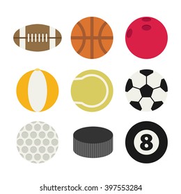 Flat and round sport icons
