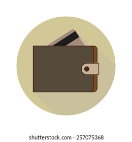 Flat round Wallet icon, stylish design, vector illustration