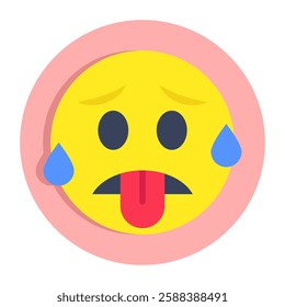 A flat rounded design icon of sweat face