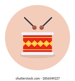 Flat rounded design of snare drum icon