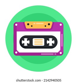 A flat rounded icon design of music cassette 