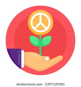 Un icono plano redondeado de la protección de la paz mundial es fácil de usar y descargar 