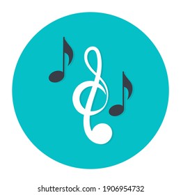 
Flat rounded icon of music notes 