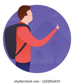 Flat rounded icon of tourist