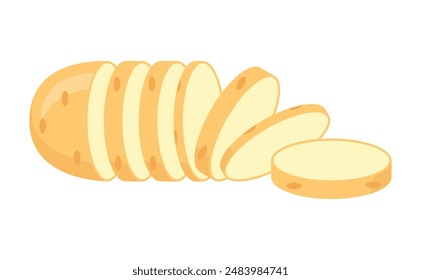 Flat rounded sliced potato with rind isolated on white background