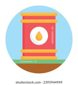 A flat rounded style icon of oil barrel 