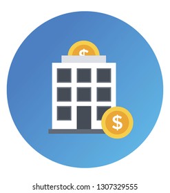 Flat rounded vector icon of bank.