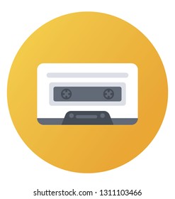 Flat rounded vector icon of cassette.