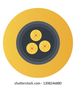 Flat rounded vector icon of cookie.