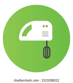 Flat Rounded Vector Icon Of Electric Egg Beater.