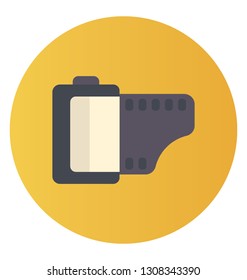 Flat rounded vector icon of film editing.