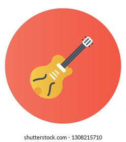 Flat rounded vector icon of guitar.