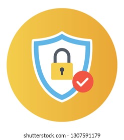 Flat rounded vector icon of security shield.