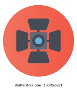 Flat rounded vector icon of tripod camera.
