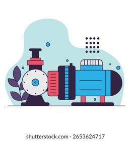 flat rounded vector of water pump illustration