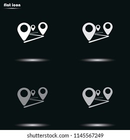 Flat route flat grayscale vector icon.