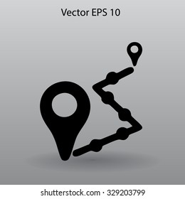 Flat route icon.
