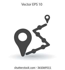 Flat route icon.