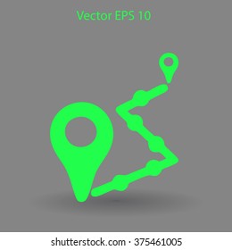 Flat route icon.