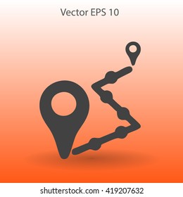 Flat route icon.