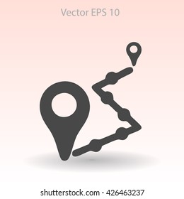 Flat route icon.