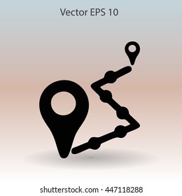 Flat route icon.