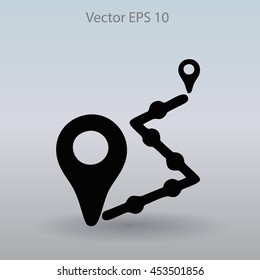 Flat route icon.
