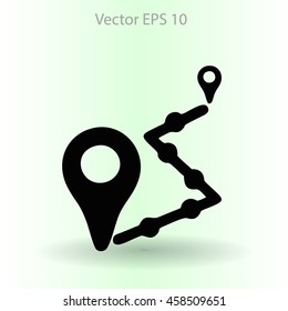 Flat route icon.