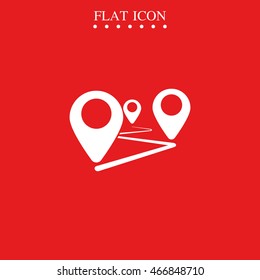 Flat route icon.