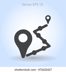 Flat route icon.